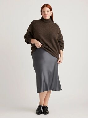 Quince 100% Washable Silk Midi Skirt In Lava Smoke Women’s XS Business Party